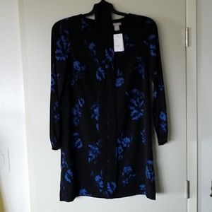 H&M Black Floral Mini Dress with Sash